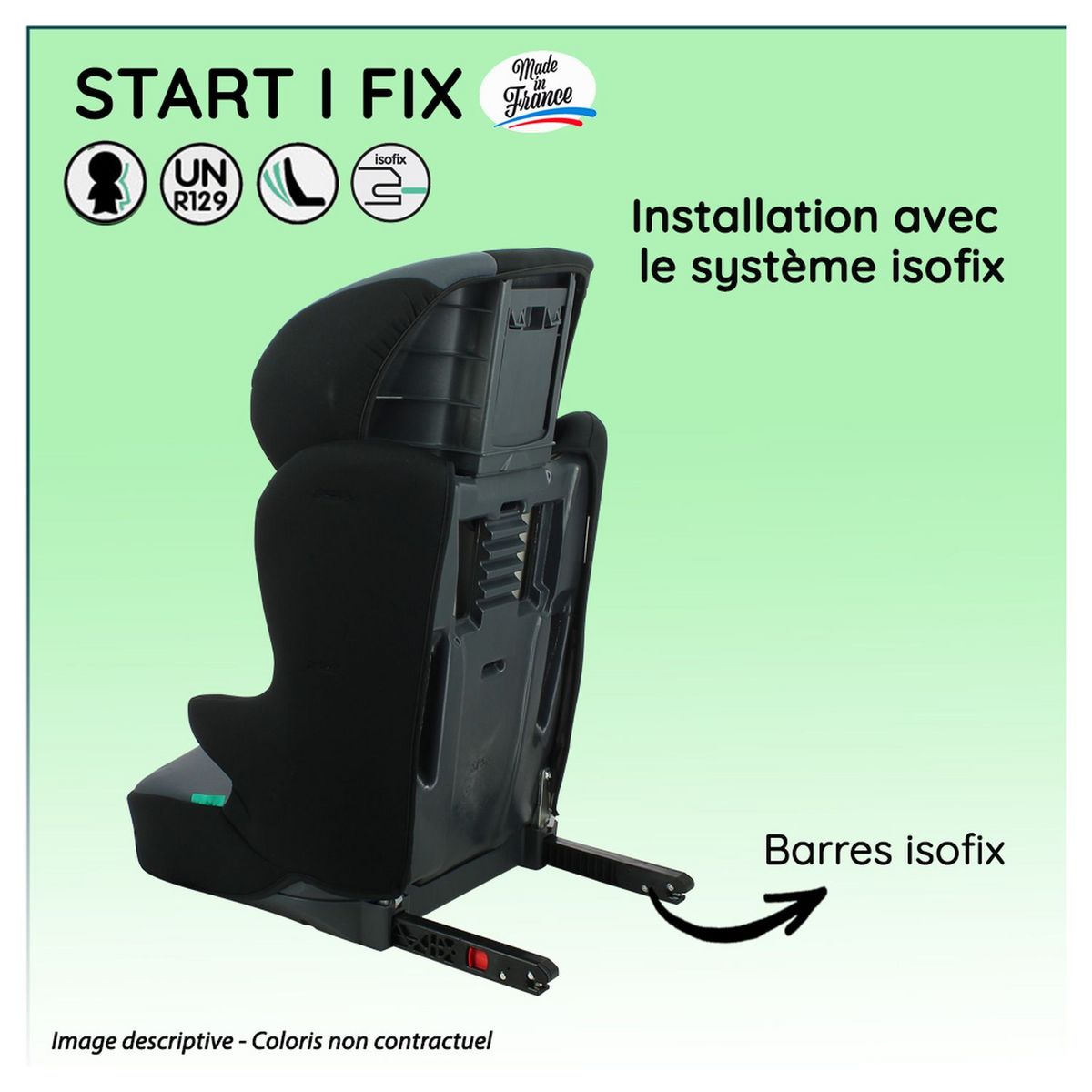 NANIA Siège auto Rehausseur fixations isofix START I FIX 106-140 cm R129 i-Size