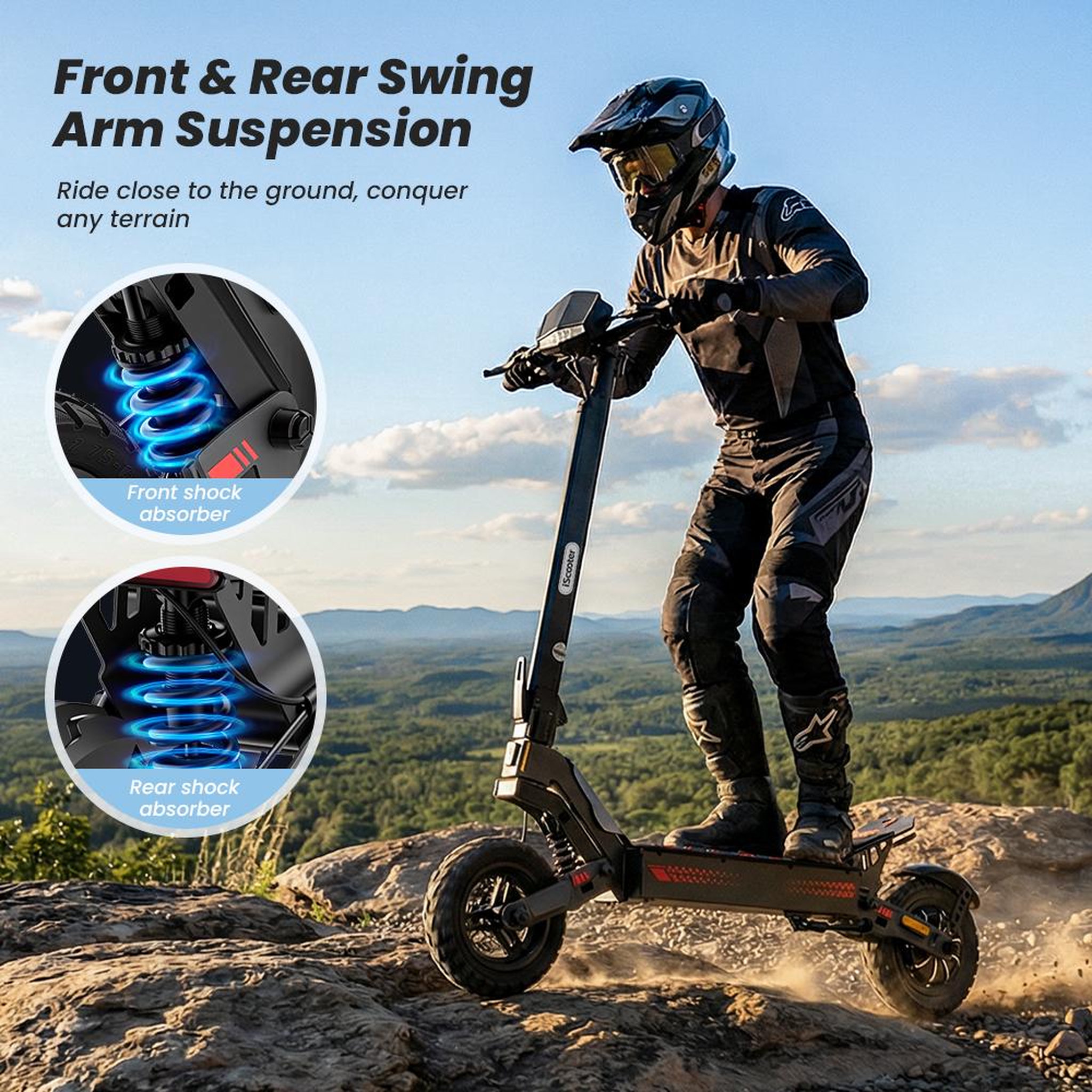 Voir la diapositive 6 : ISCOOTER Trottinette électrique pliable iScooter iF1 48 V 10 Ah, pneus tout-terrain 10 pouces, avec application
