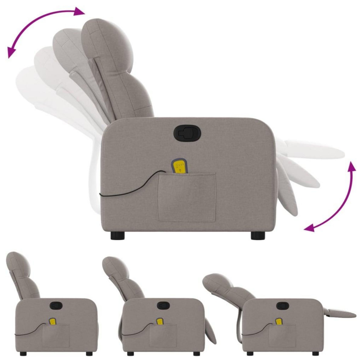 VIDAXL Fauteuil de massage inclinable Taupe Tissu