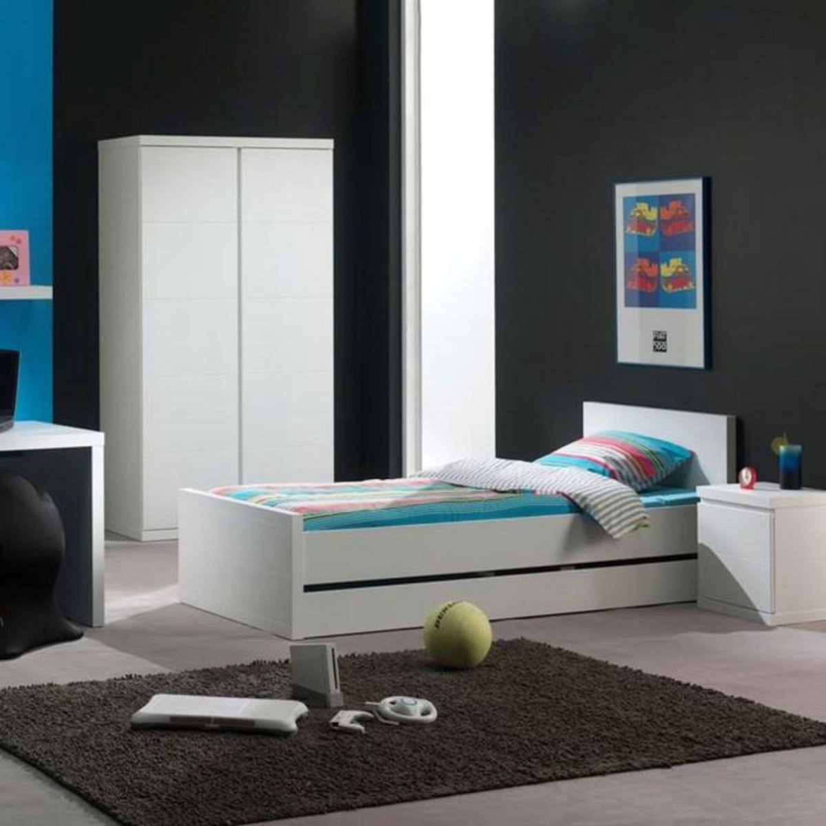 Paris Prix Lit Enfant avec Tiroir  Lara  90x200cm Blanc