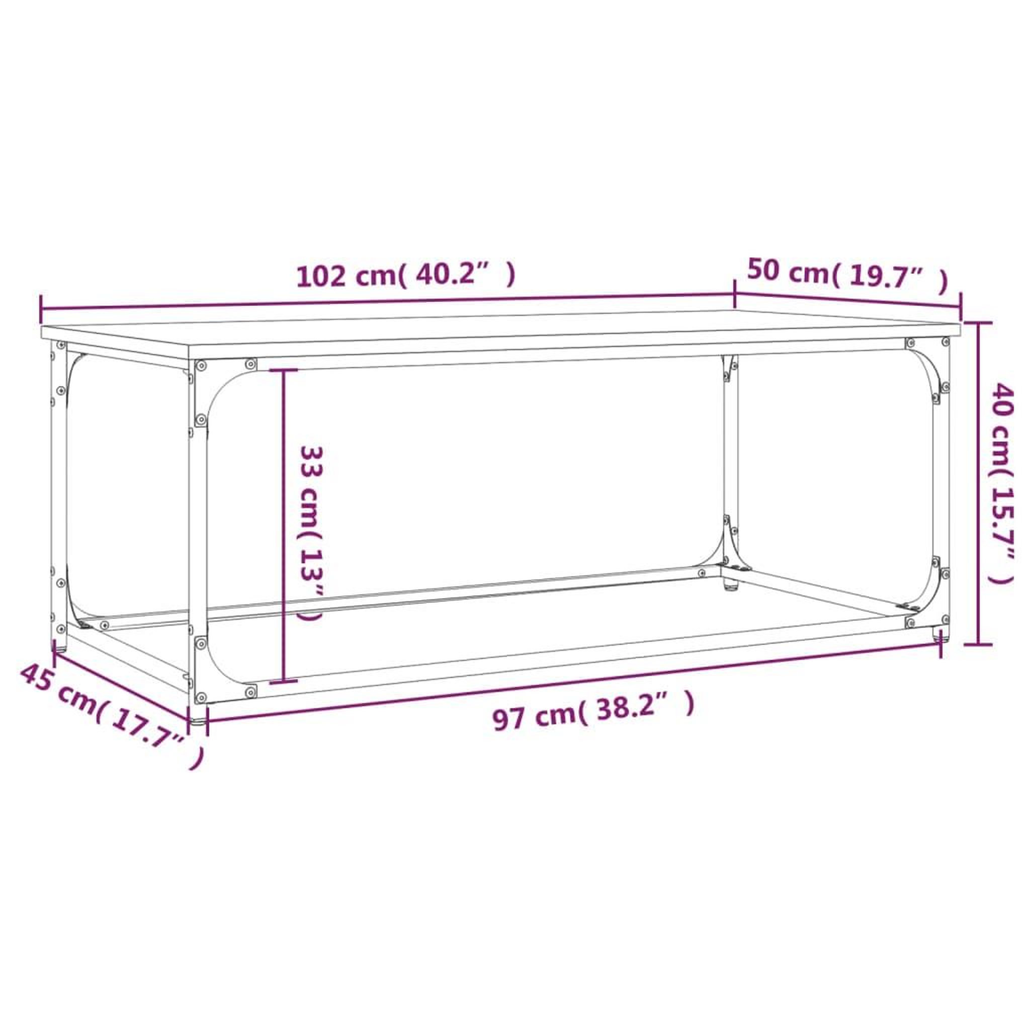 Voir la diapositive 6 : VIDAXL Table basse Chene marron 102x50x40 cm Bois d'ingenierie et fer