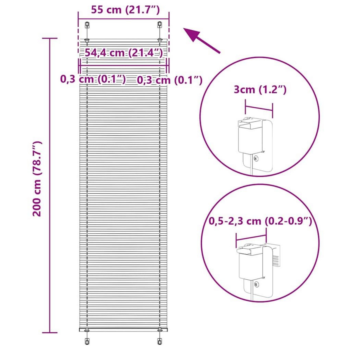 VIDAXL Store plisse creme 55x200 cm largeur du tissu 54,4 cm polyester