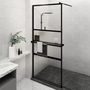 Voir la diapositive 1 : VIDAXL Paroi de douche avec etagere Noir 90x195 cm Verre ESG&Aluminium