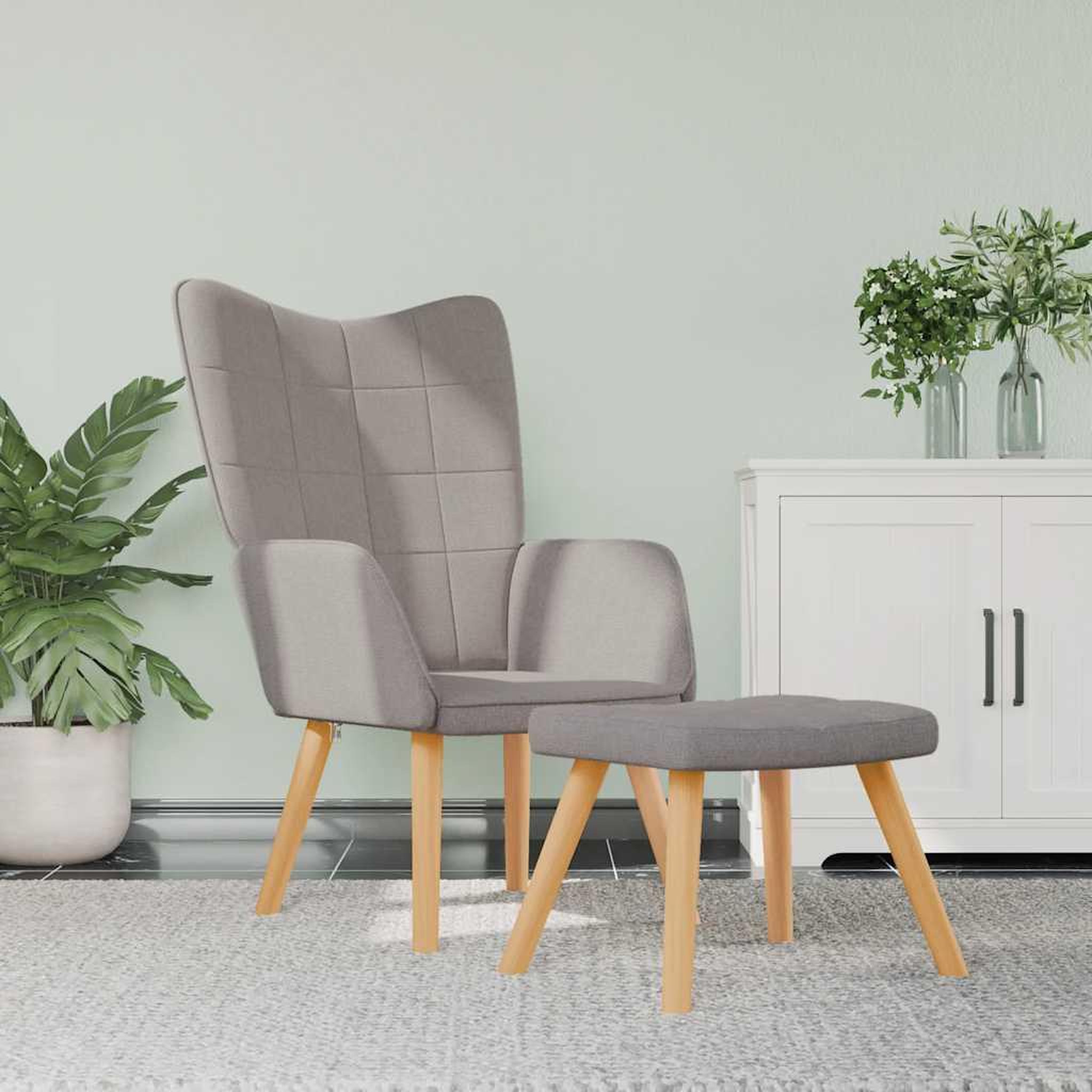 Voir la diapositive 1 : VIDAXL Chaise de relaxation avec tabouret Taupe Tissu