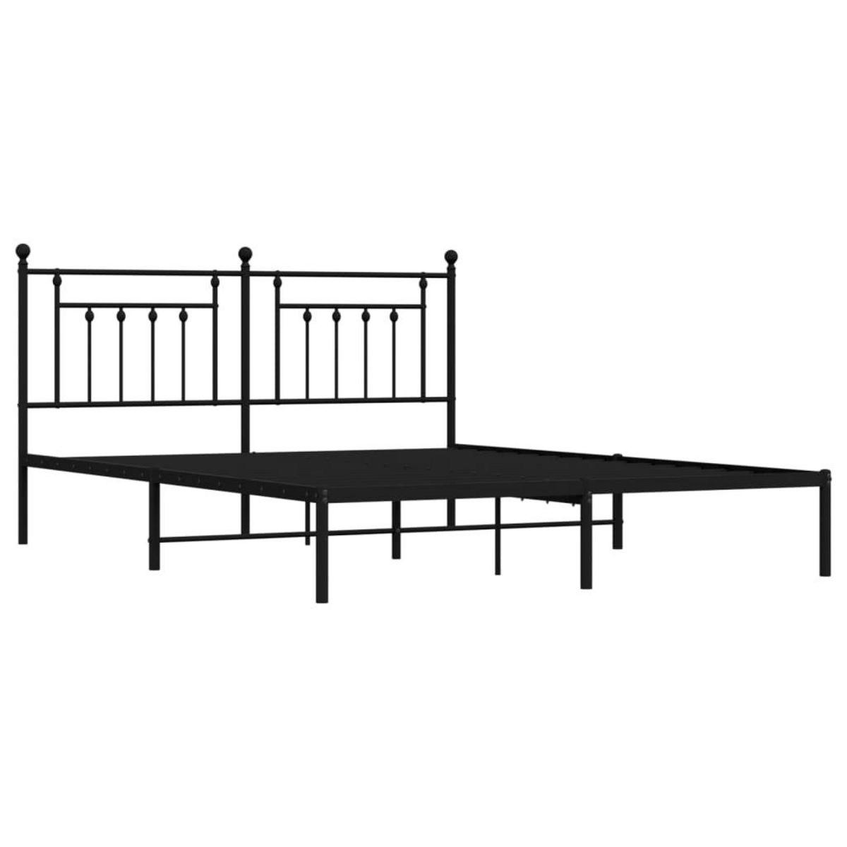 VIDAXL Cadre de lit metal sans matelas et tete de lit noir 160x200 cm
