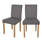 Rendez vous déco Lot de 2 chaises en tissu gris foncé et pieds en bois d'hévéa - Havane. Coloris disponibles : Gris, Beige