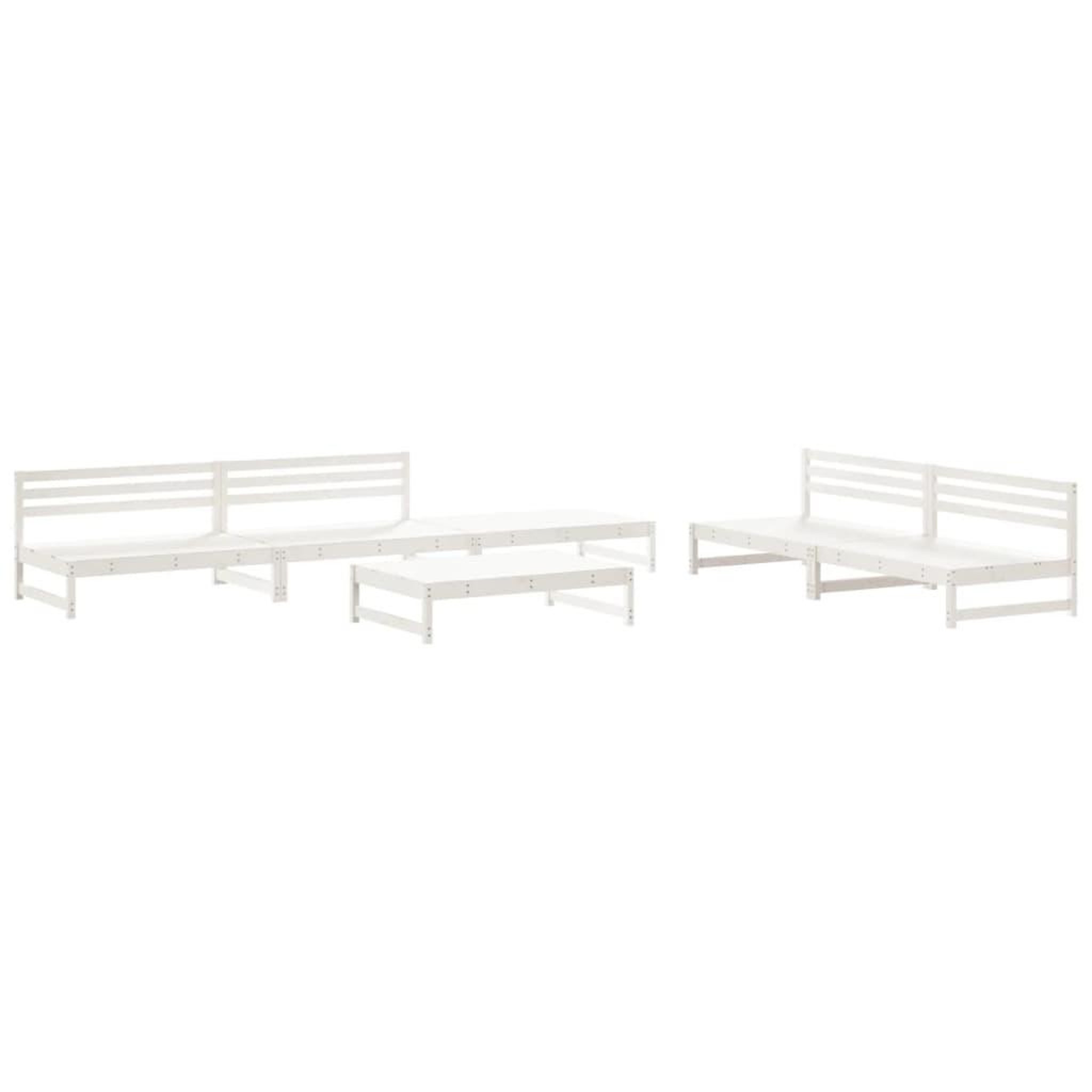 Voir la diapositive 2 : VIDAXL Salon de jardin 6 pcs Blanc Bois de pin massif