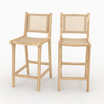 Rendez vous déco Lot de 2 chaises pour îlot central en teck et cannage rotin 66,5 cm-Kyla