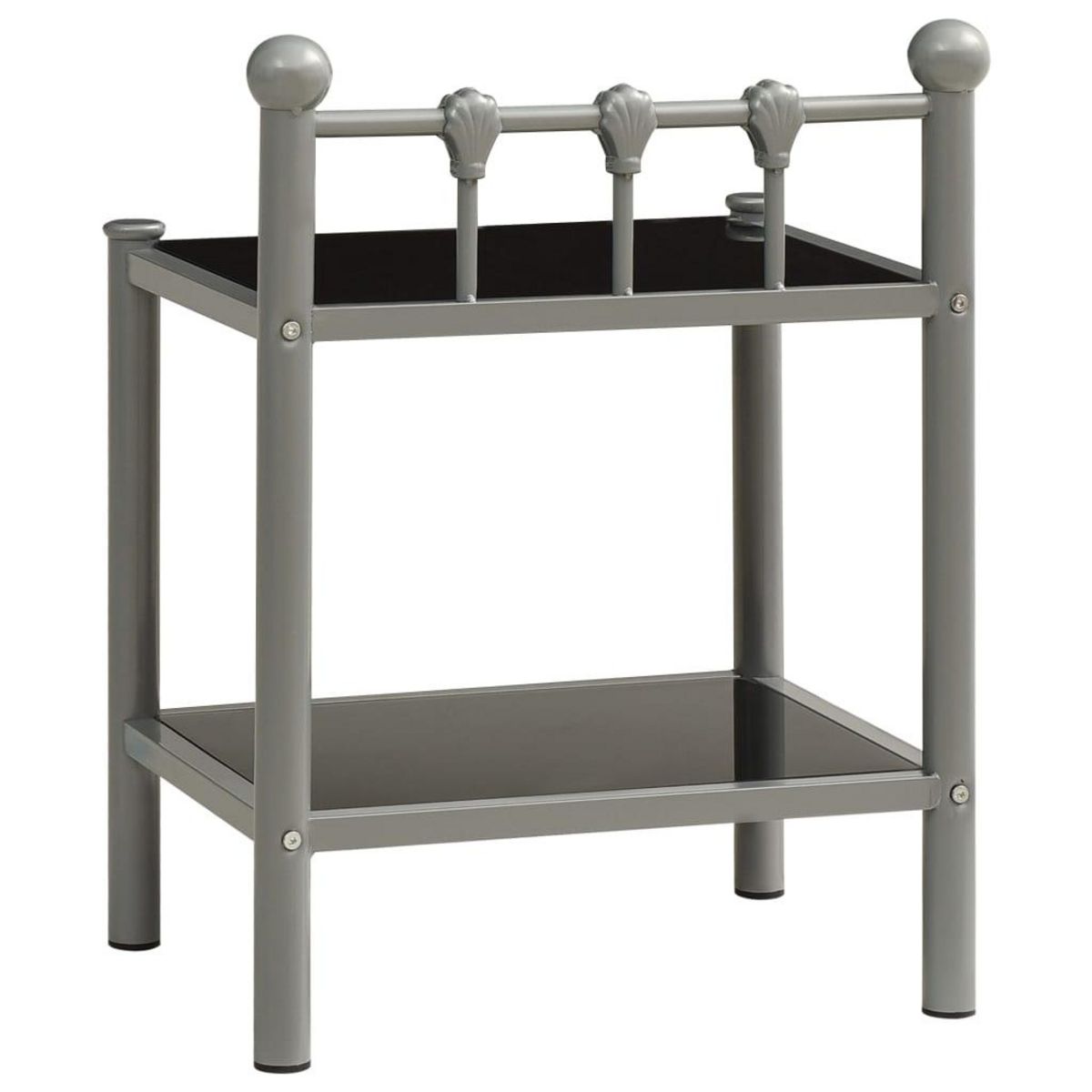 VIDAXL Table de chevet Gris et noir 45x34,5x60,5 cm Metal et verre