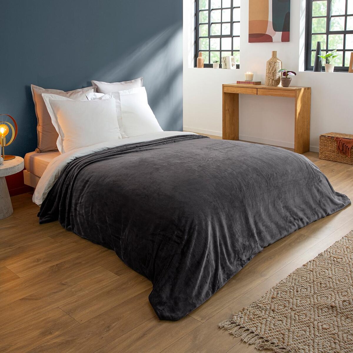 DODO Couverture Polaire Extra Douce Coloris Anthracite