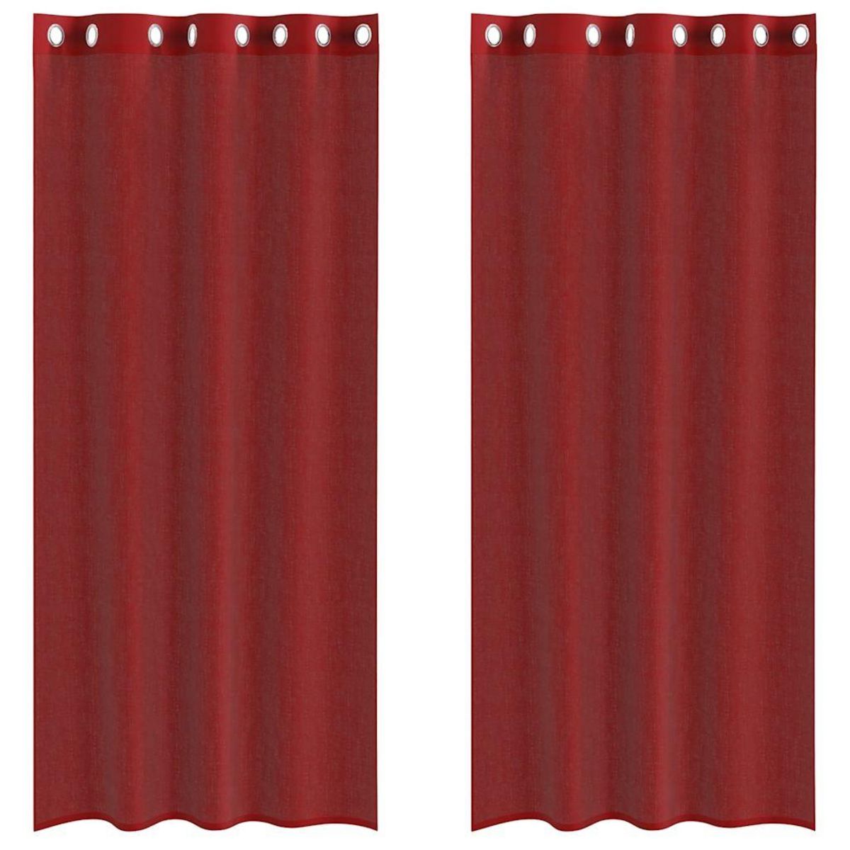 VIDAXL Rideaux en voile avec œillets 2 pcs rouge bordeaux