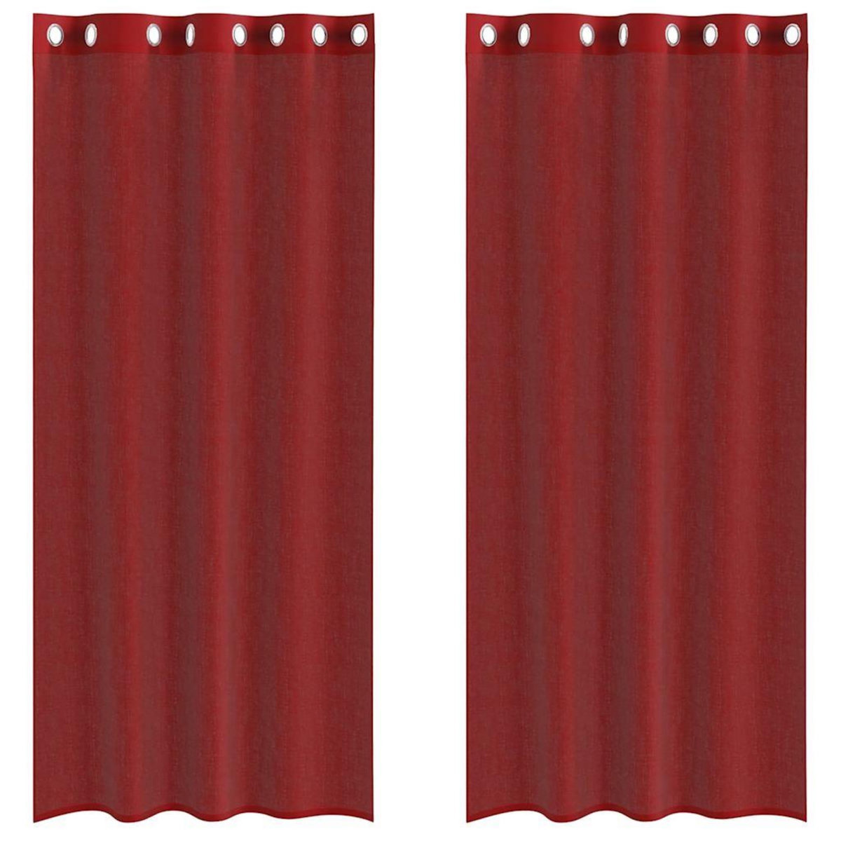 VIDAXL Rideaux en voile avec œillets 2 pcs rouge bordeaux