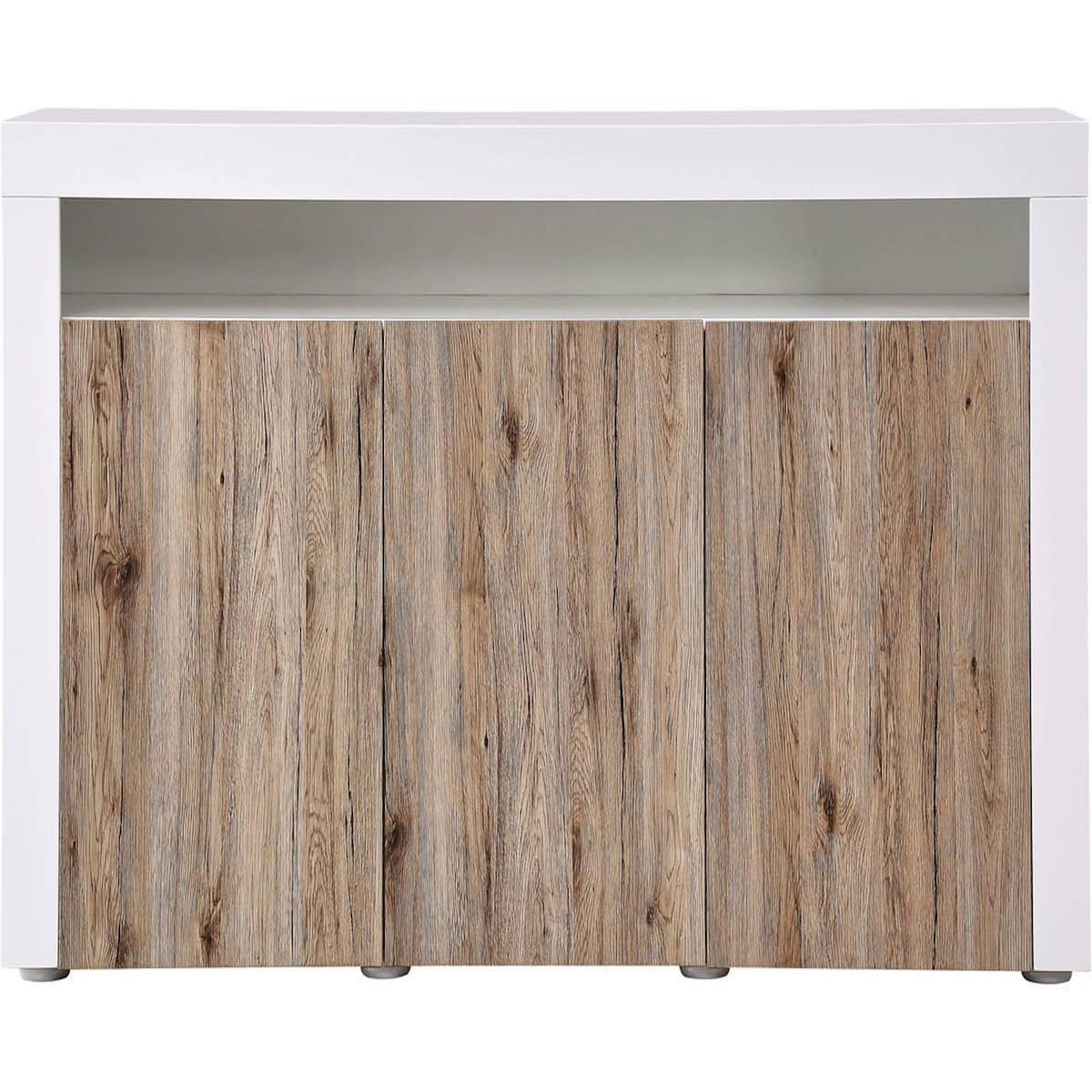 Habitat et Jardin Buffet LED  Bogota  - 155 x 40 x 92 cm - Chêne / Blanc laqué