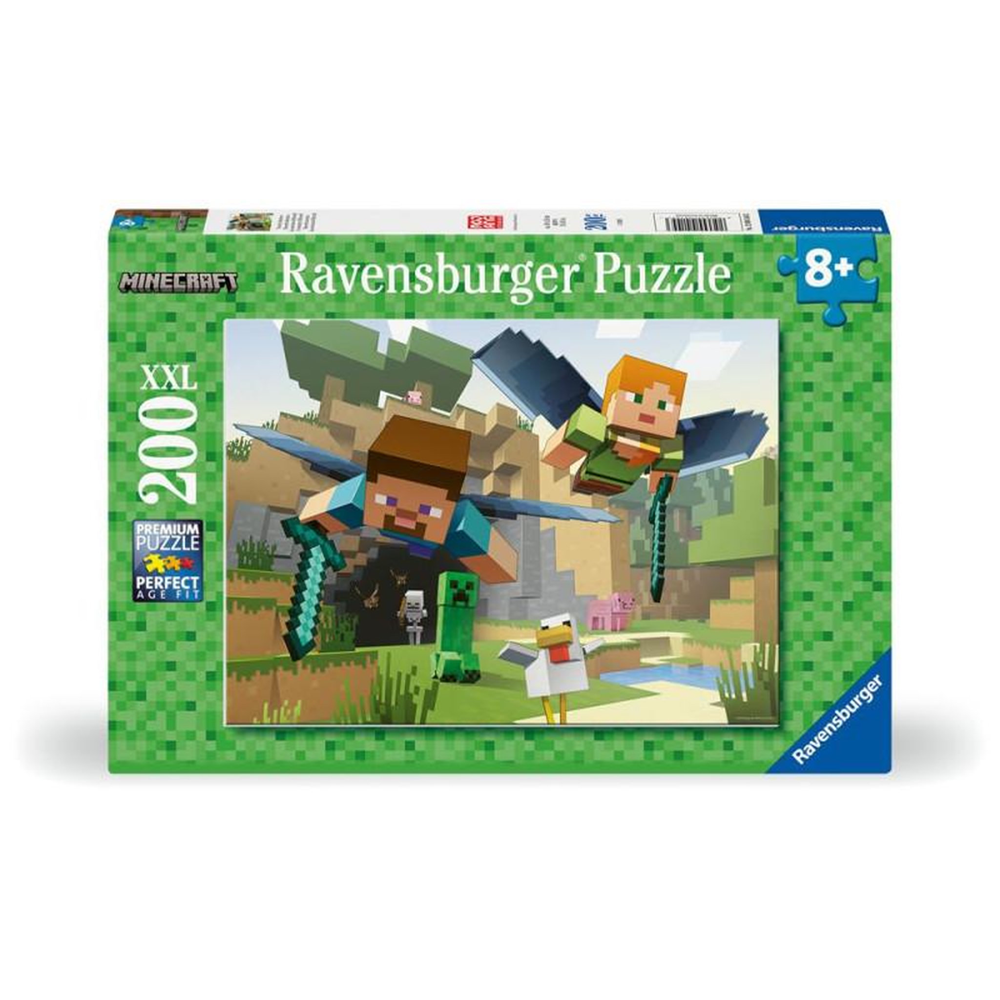 RAVENSBURGER Puzzle 200 pièces XXL - Minecraft - Enfant dès 8 ans - Puzzle de qualité supérieure - Ravensburger