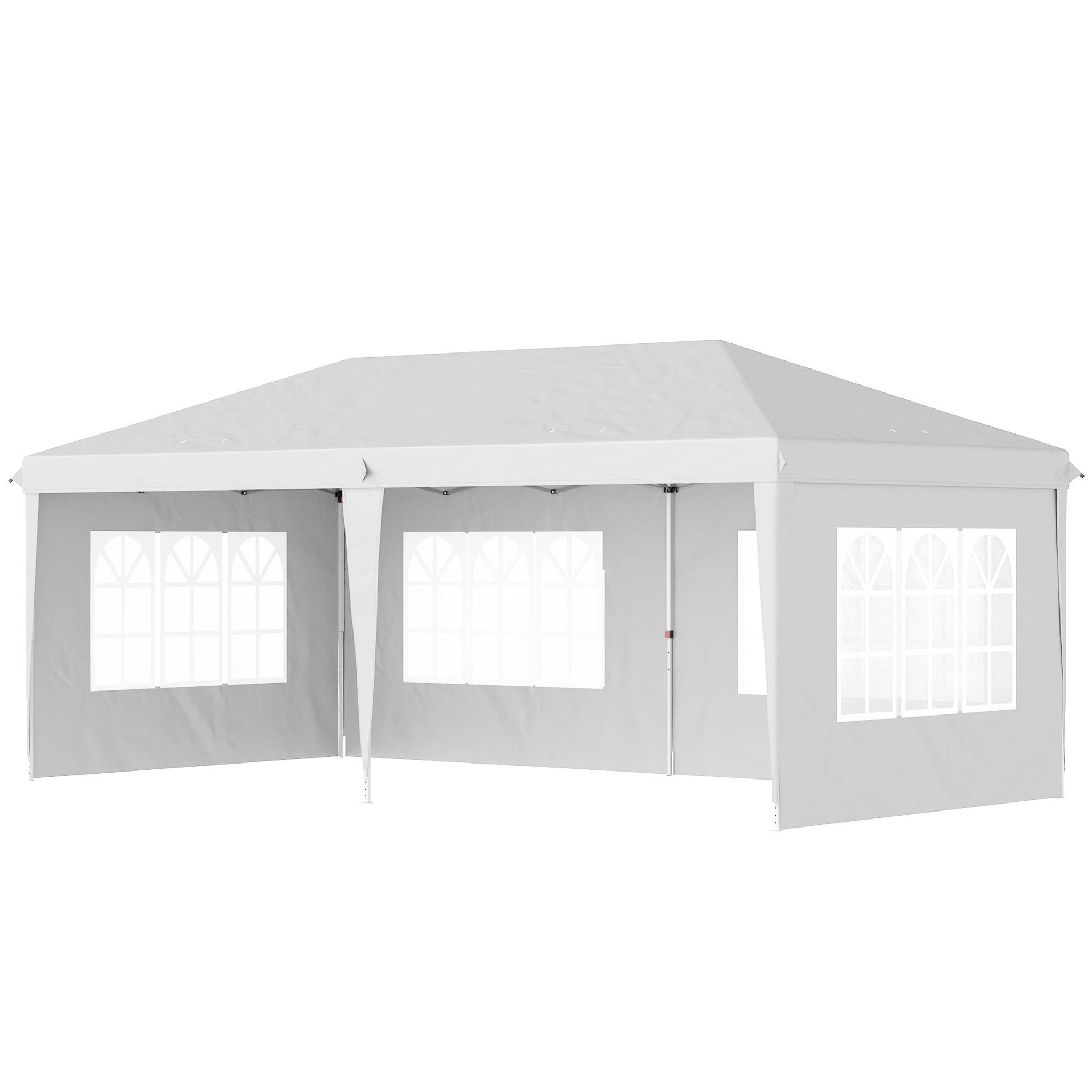 Voir la diapositive 1 : OUTSUNNY Tonnelle pop up pliante - barnum pliable - 4 cotés démontables - 4 fenêtres - acier oxford haute densité blanc