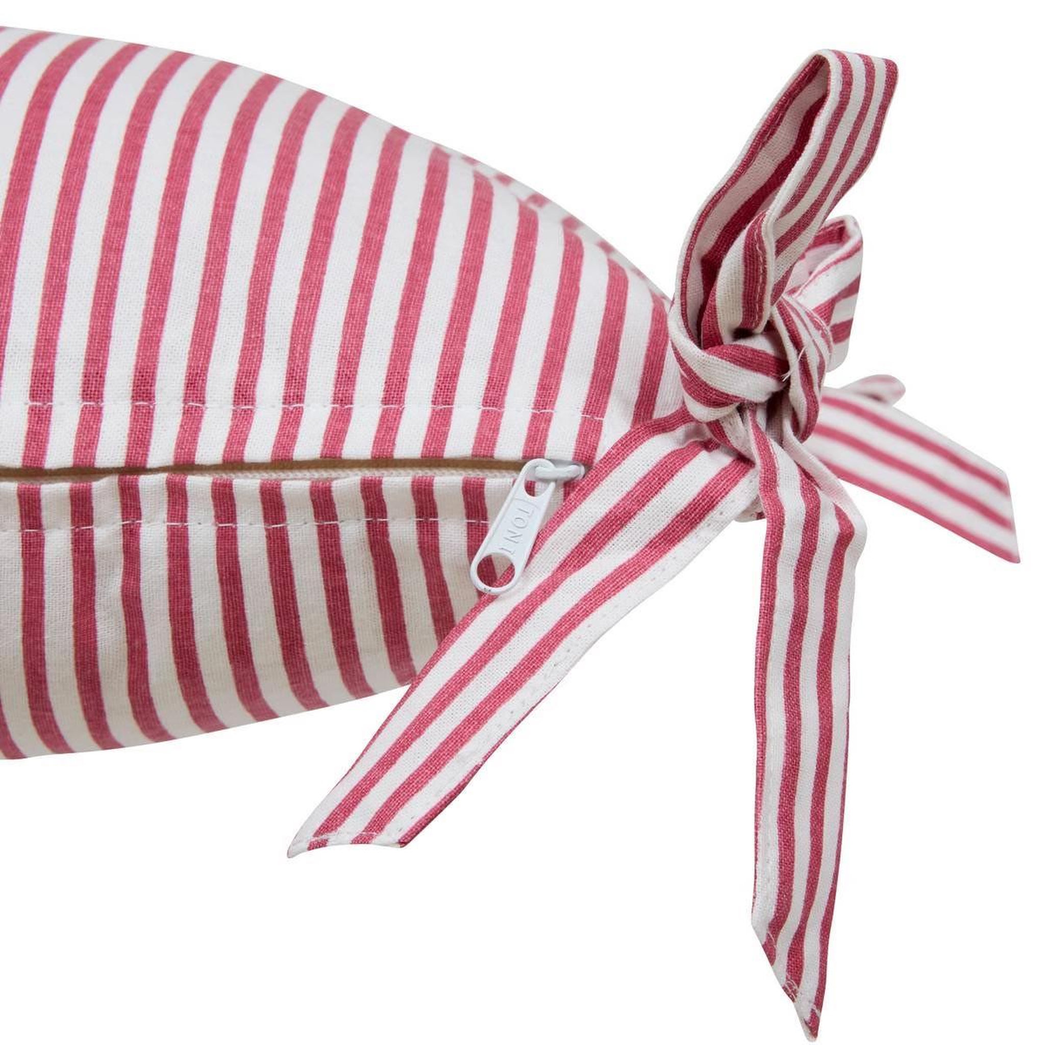Voir la diapositive 2 : ATMOSPHERA Coussin à rayures  fleur de rose  40x40cm rose