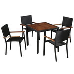 VIDAXL Ensemble a manger d'exterieur 5 pcs Rotin et bois d'acacia Noir