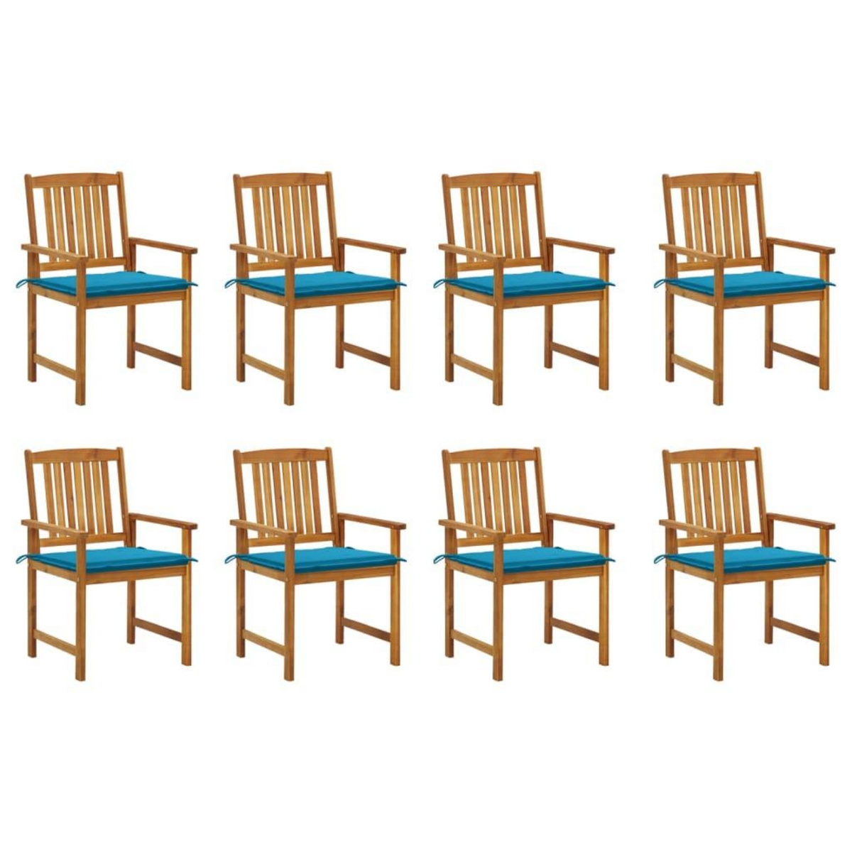 VIDAXL Chaises de jardin avec coussins lot de 8 Bois d'acacia solide