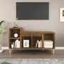 Voir la diapositive 3 : VIDAXL Meuble TV Chene fume 100x35x55 cm Bois d'ingenierie