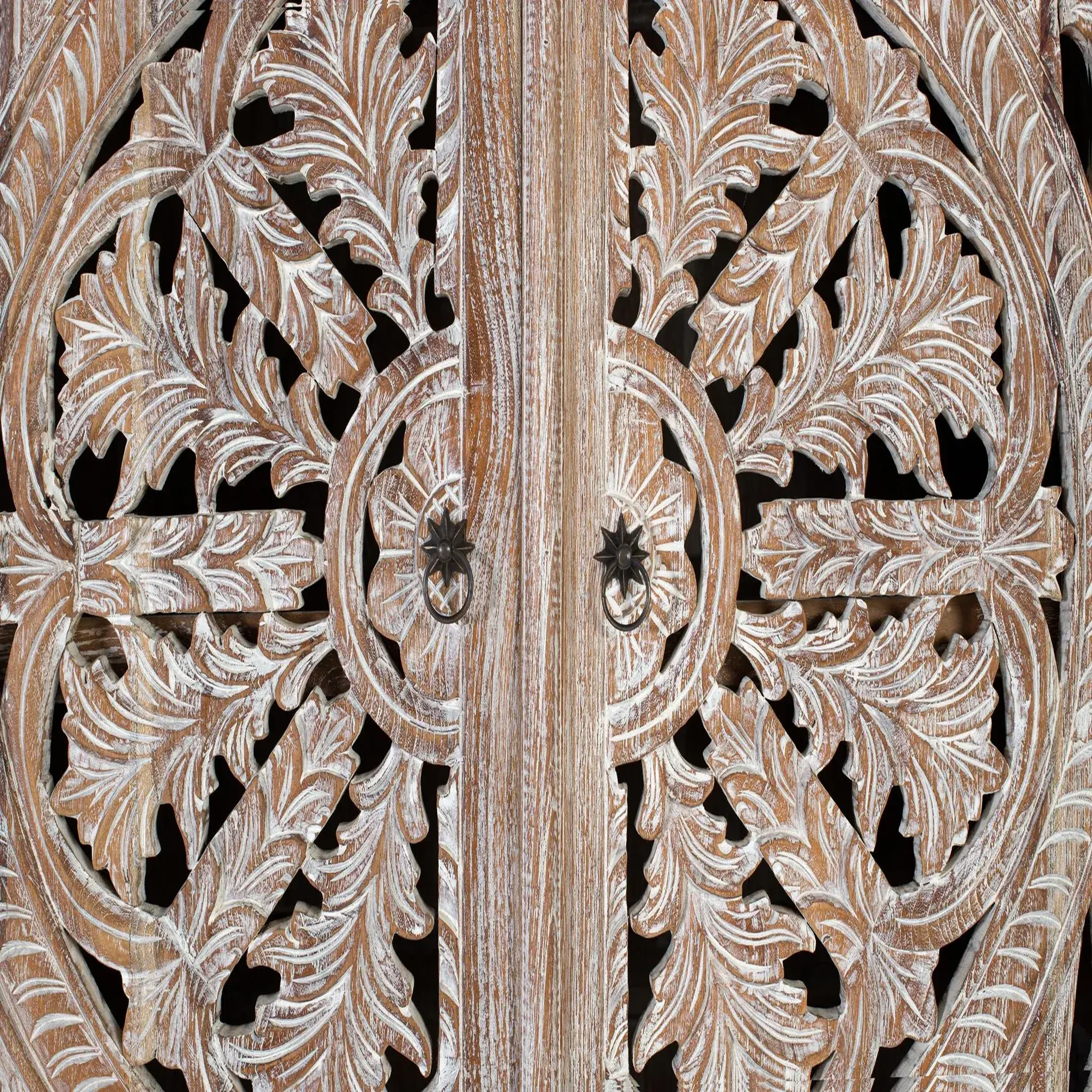 Voir la diapositive 2 : GINER Y COLOMER SL Armoire en bois de teck 100cm style boho sculpté