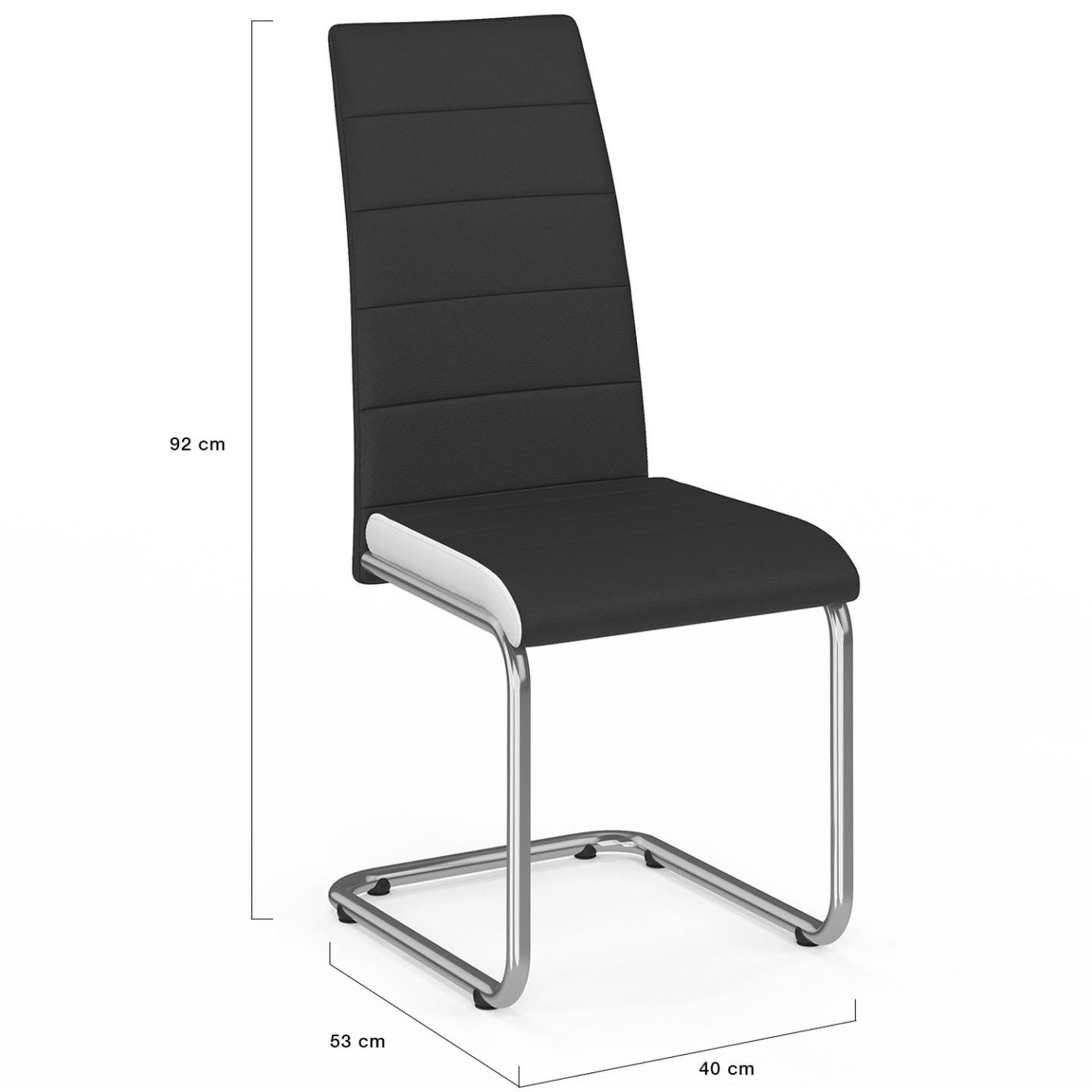 Voir la diapositive 5 : ID MARKET Lot de 6 chaises mia noires liseré blanc pour salle à manger