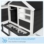 Voir la diapositive 6 : PAWHUT Clapier cage à lapins multi-équipé : niche supérieure avec rampe, plateau excrément, fenêtre + enclos  extérieur sécurisé 2 portes 122L x 63l x 92H cm gris