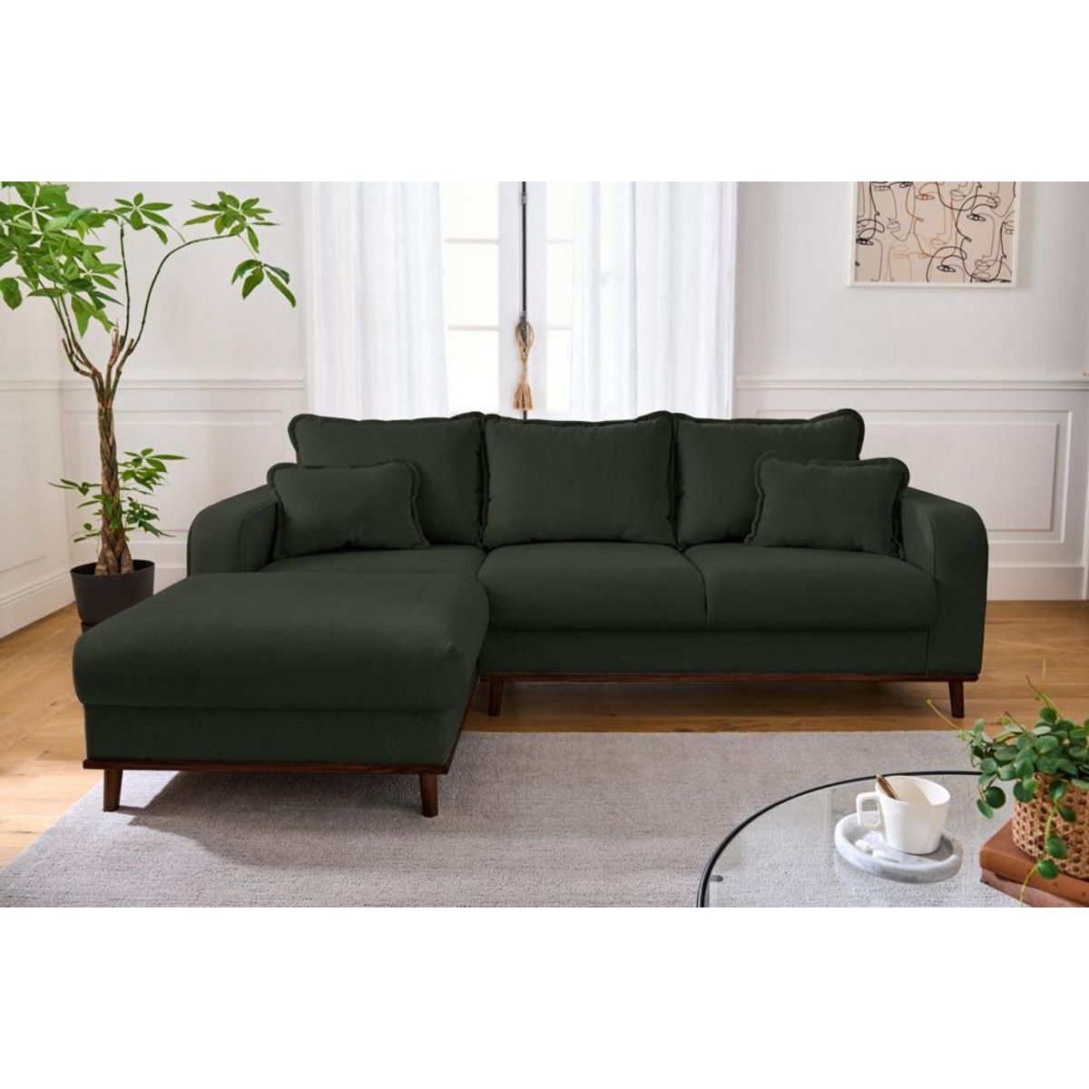 LISA DESIGN Albane - canapé d'angle gauche - 4 places - en velours côtelé