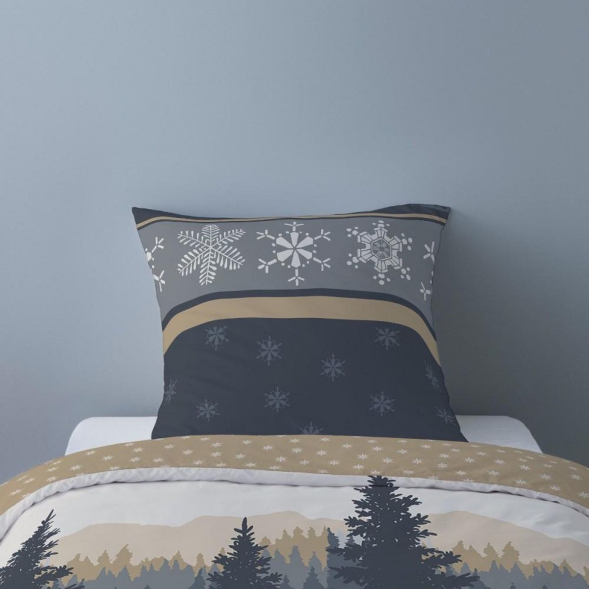 Dourev Housse de couette Flanelle 140x200 CHIMAY + 1 taie