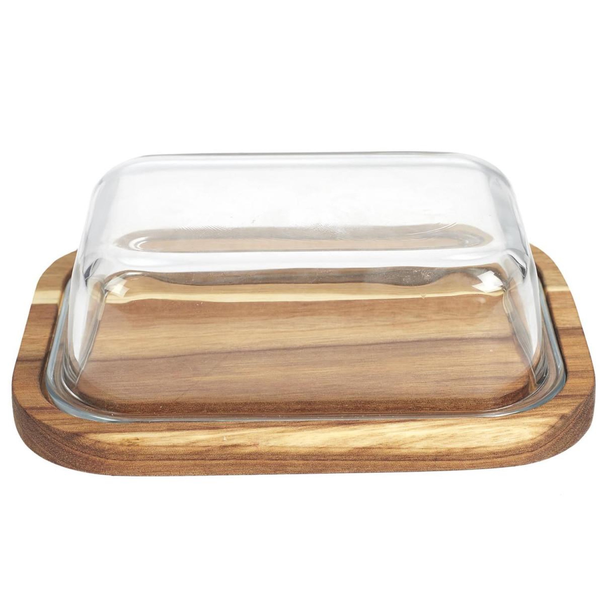 Voir la diapositive 2 : The Home Deco Factory Beurrier en Verre  Acacia  19cm Naturel