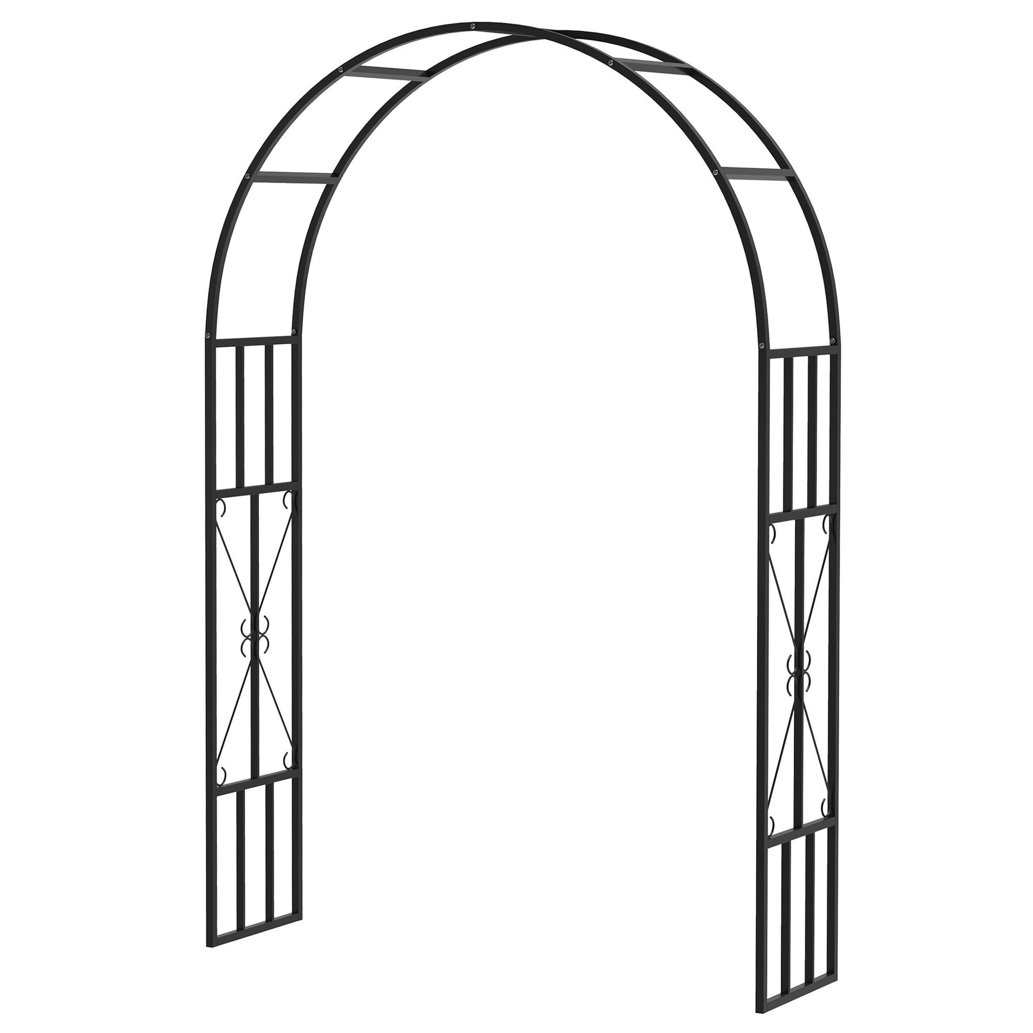 OUTSUNNY Arche de jardin arche à rosiers style fer forgé dim. 150L x 40l x 223H cm métal époxy noir