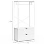 Voir la diapositive 4 : ID MARKET Dressing penderie 2 tiroirs L. 80 cm BROOKLYN bois blanc et métal blanc