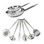 Fackelmann Set de 2 poêles de 20 et 28 cm en inox et 6 ustensiles inox Fackelmann Eterna