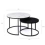 Voir la diapositive 5 : ID MARKET Lot de 2 tables basses gigognes ALASKA rondes 54/70 effet marbre et noir pieds métal