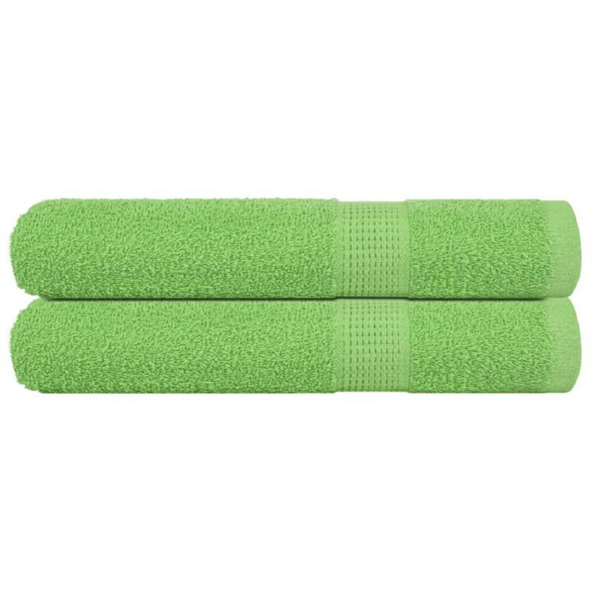 VIDAXL Serviettes 2 pcs vert pomme 100x200 cm 360 g m² 100% coton