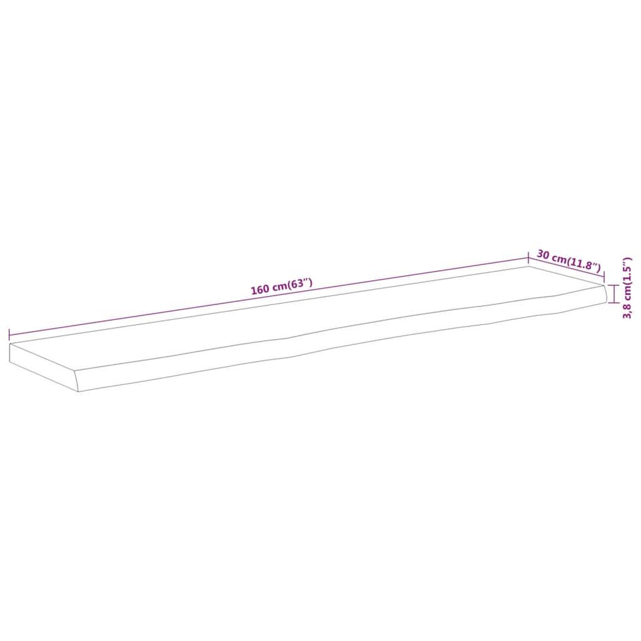 Voir la diapositive 6 : VIDAXL Dessus de table 160x30x3,8 cm rectangulaire bois massif acacia