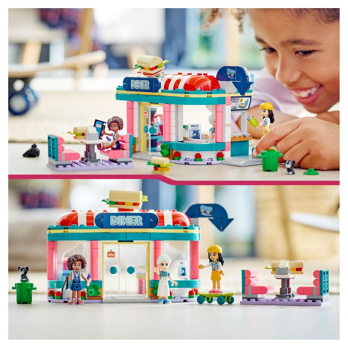 LEGO Friends 41728 Le snack du centre ville, Jouet Enfants 6 Ans, Mini-Poupées Liane, Aliya