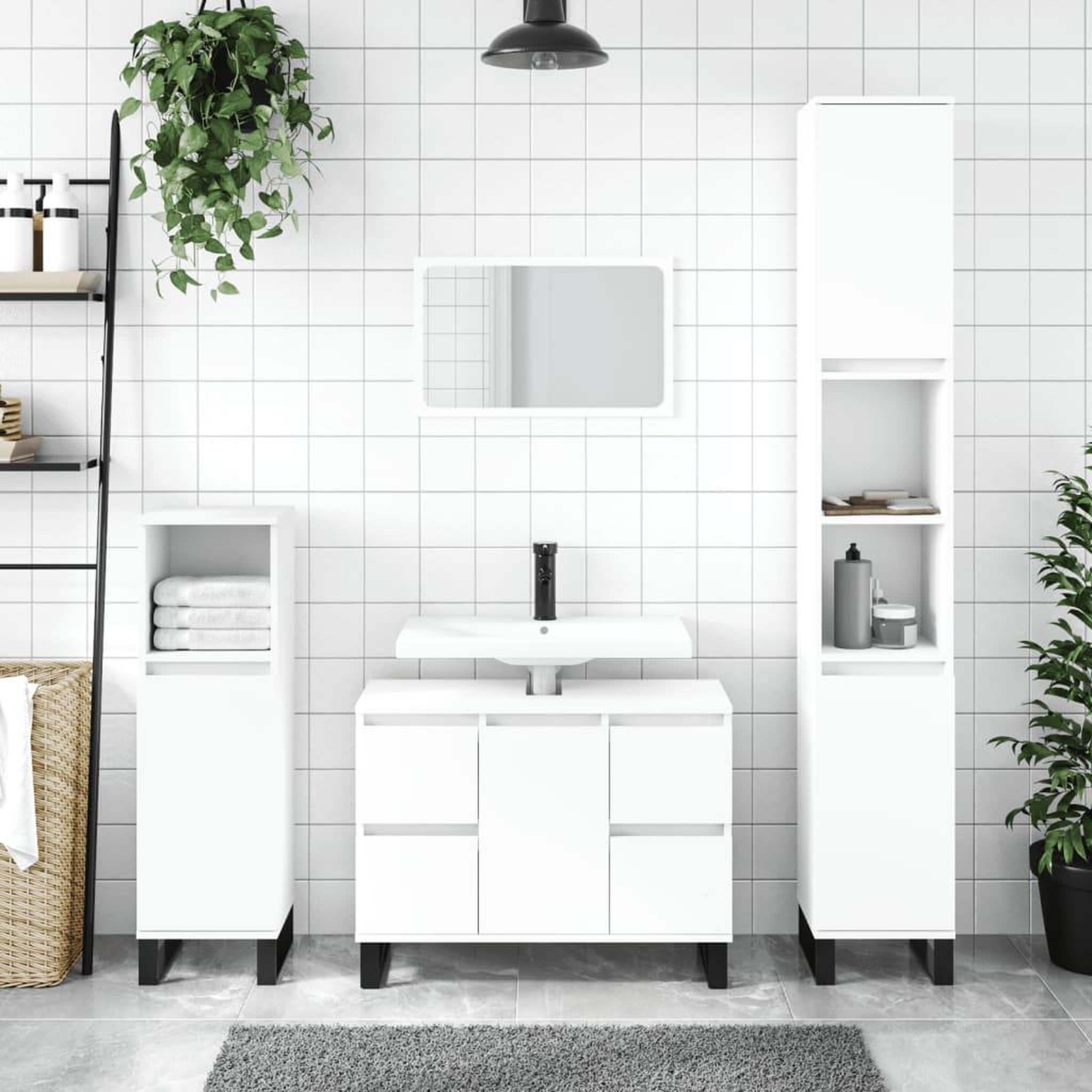 VIDAXL Armoire de salle de bain blanc 30x30x100 cm bois d'ingenierie