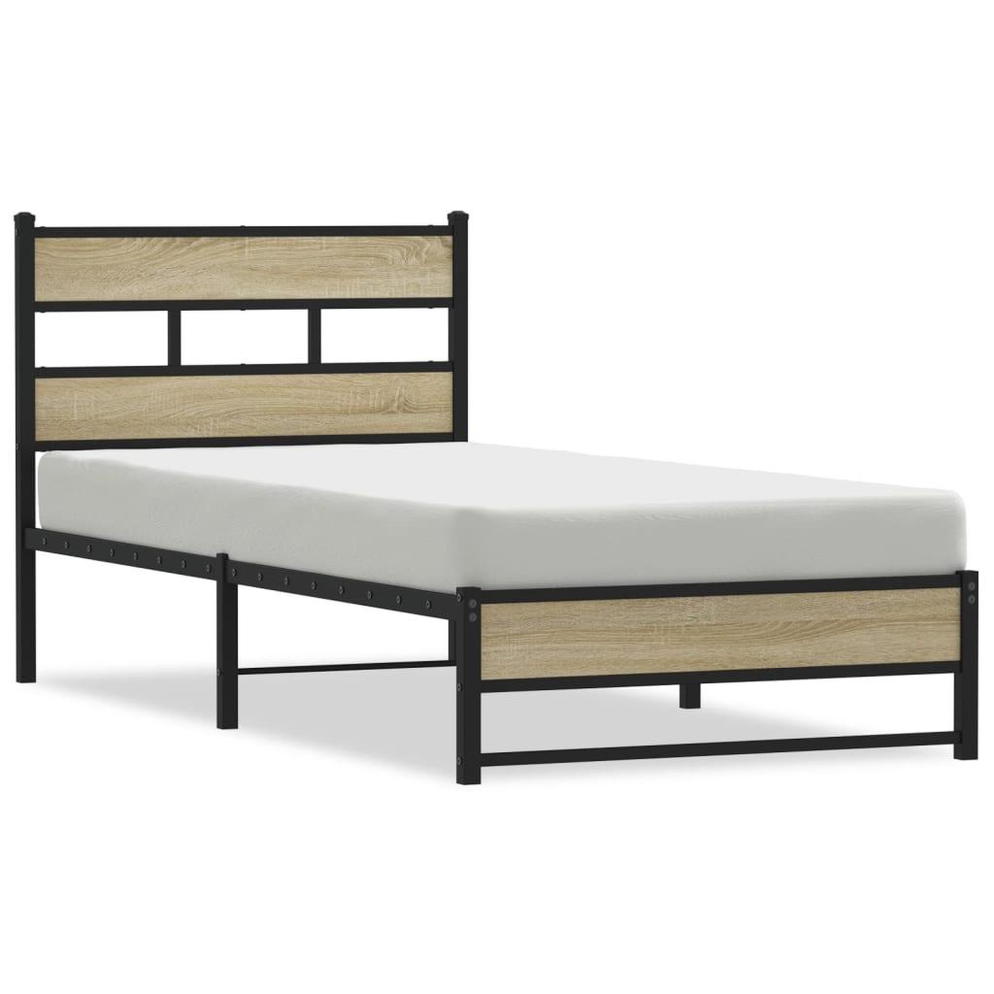 Voir la diapositive 2 : VIDAXL Cadre de lit en metal sans matelas chene sonoma 90x190 cm