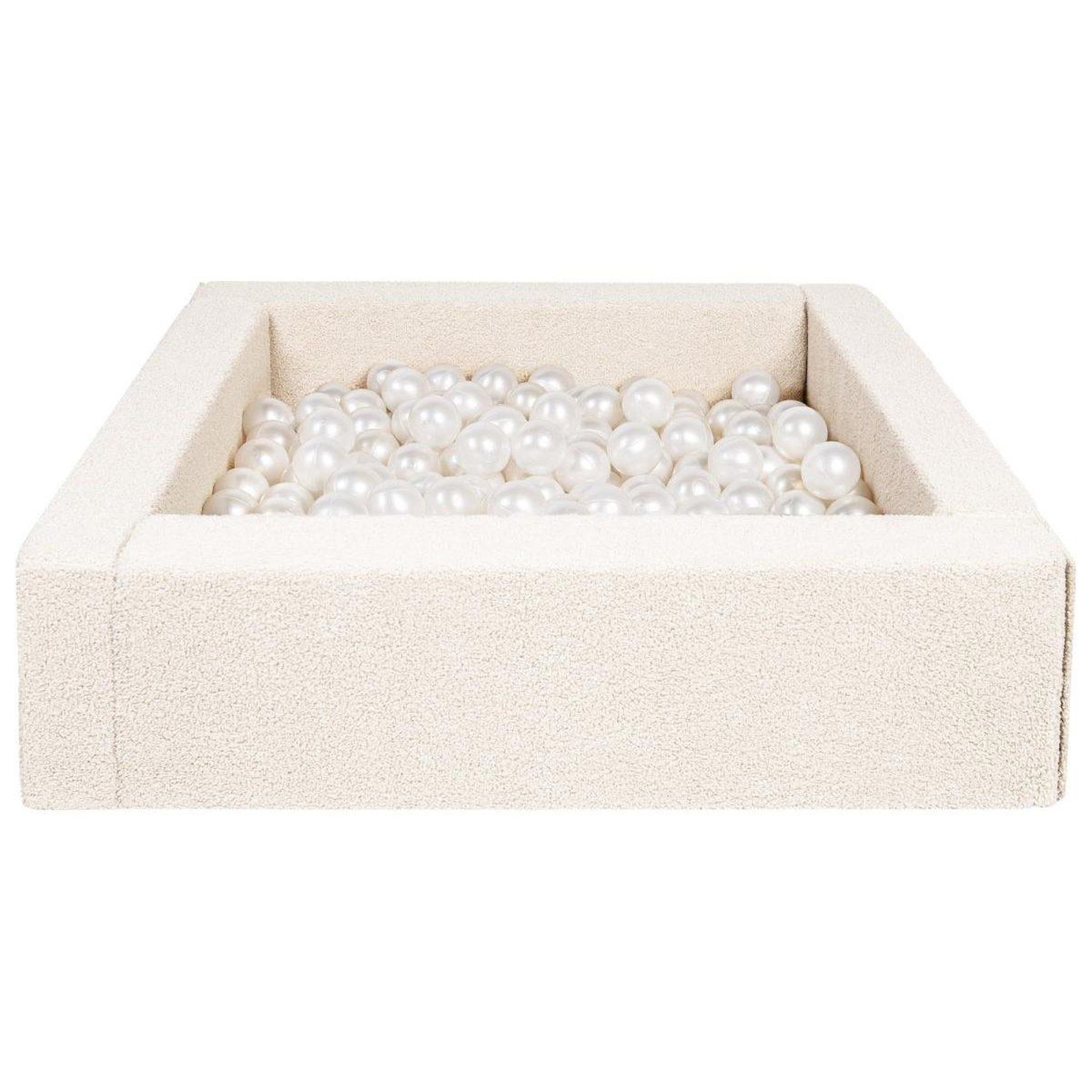 VELINDA Piscine à balles carrée en boucle + 300 balles, 5 éléments — crème/perle