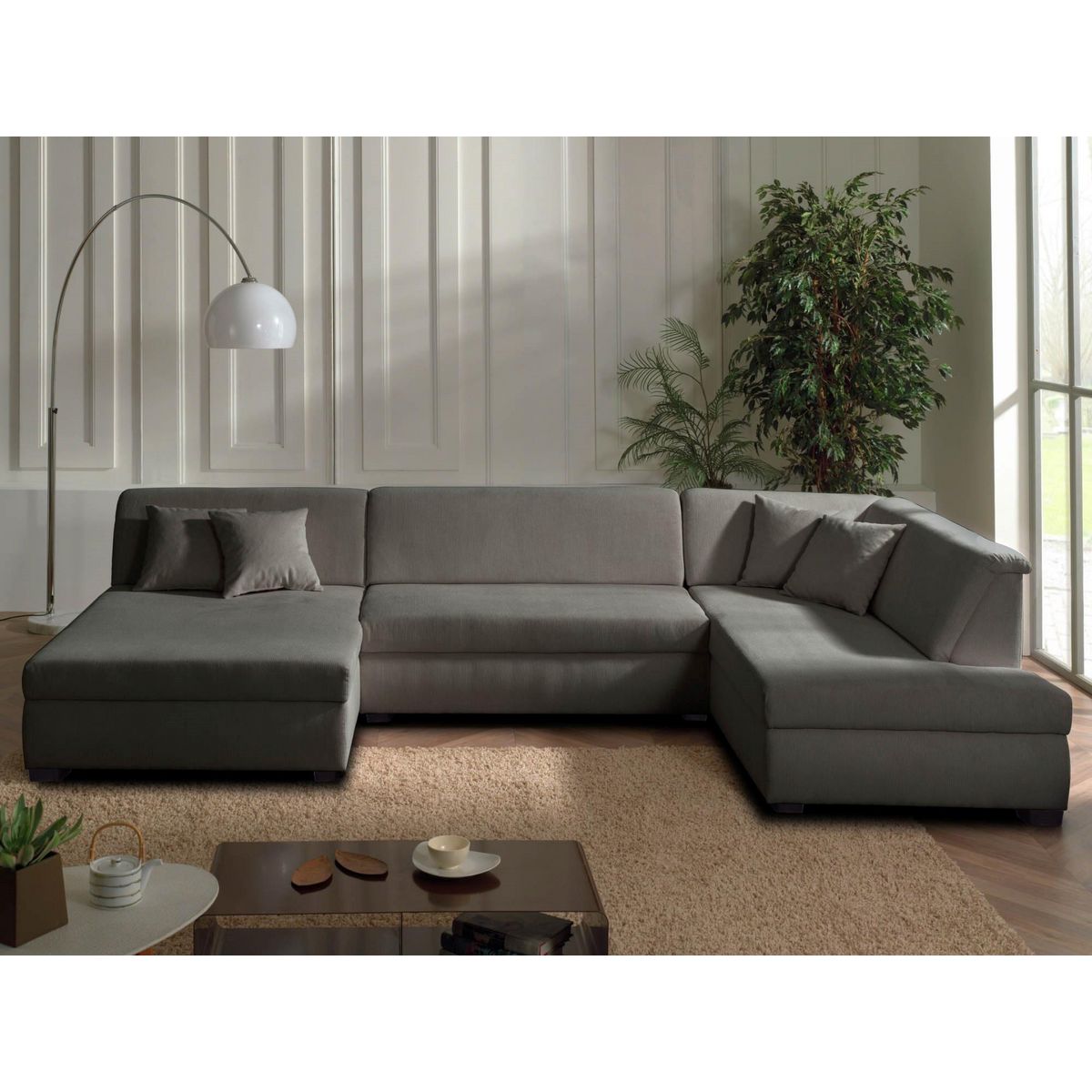 LISA DESIGN Malcom - canapé panoramique d'angle droit - en velours côtelé