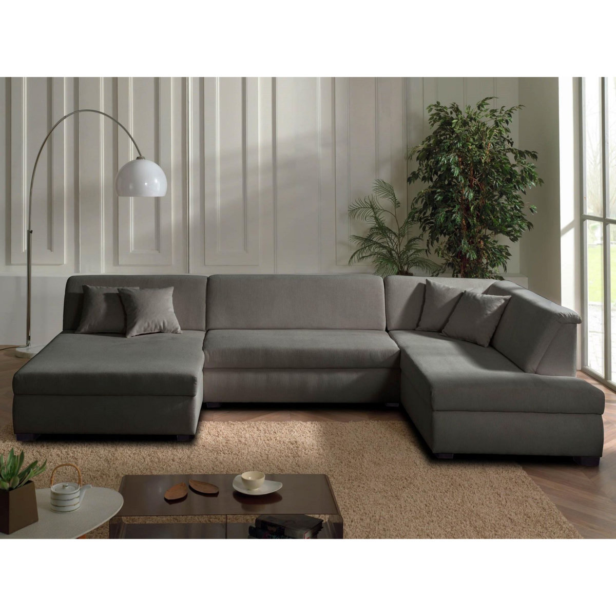 LISA DESIGN Malcom - canapé panoramique d'angle droit - en velours côtelé