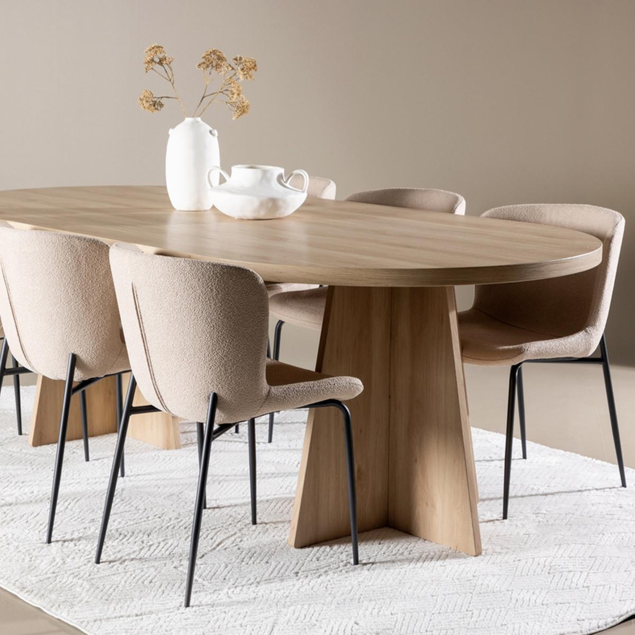 Voir la diapositive 5 : Paris Prix Ensemble table à manger & 6 chaises  bootcut & modesto  230cm naturel & beige