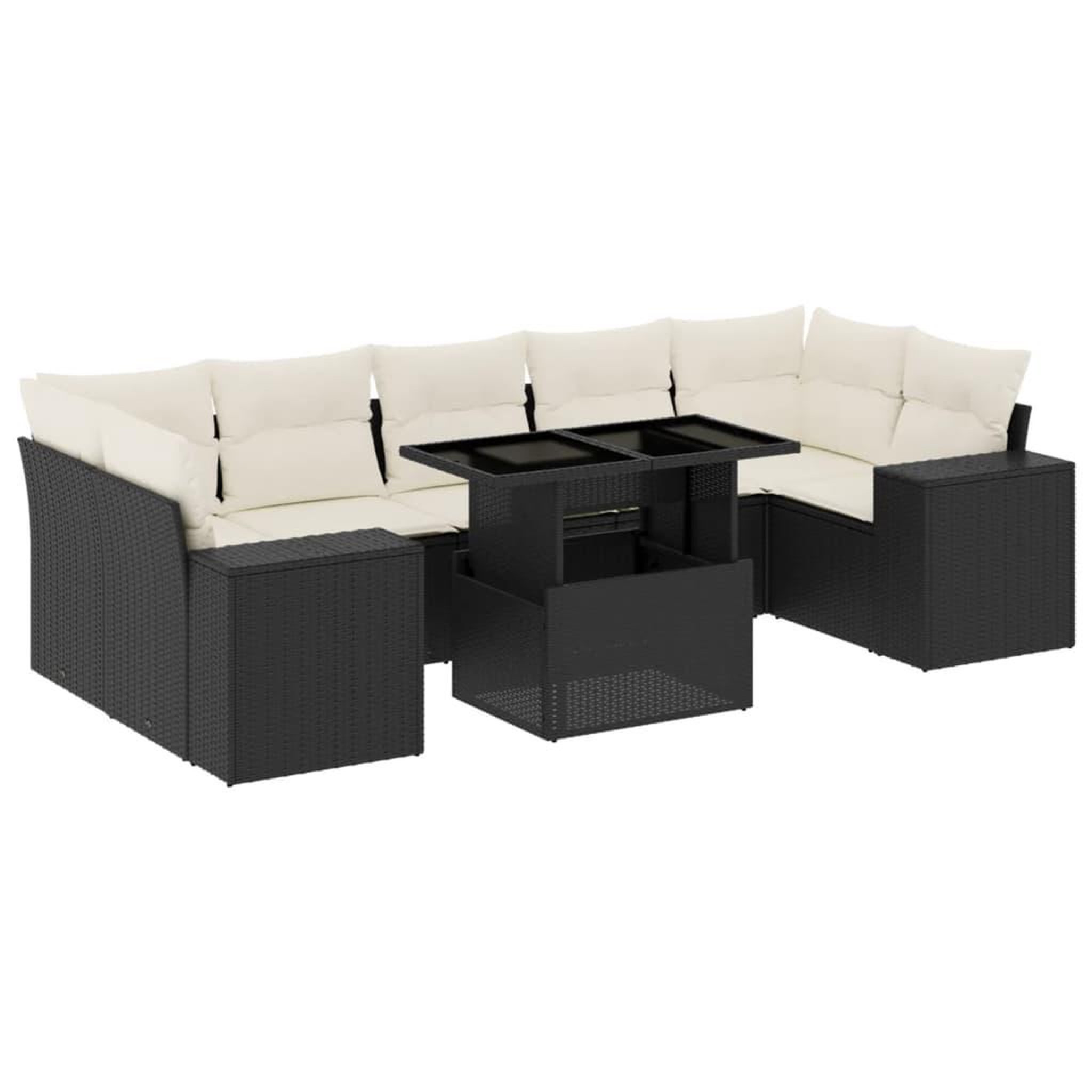 Voir la diapositive 2 : VIDAXL Salon de jardin 8 pcs avec coussins noir resine tressee