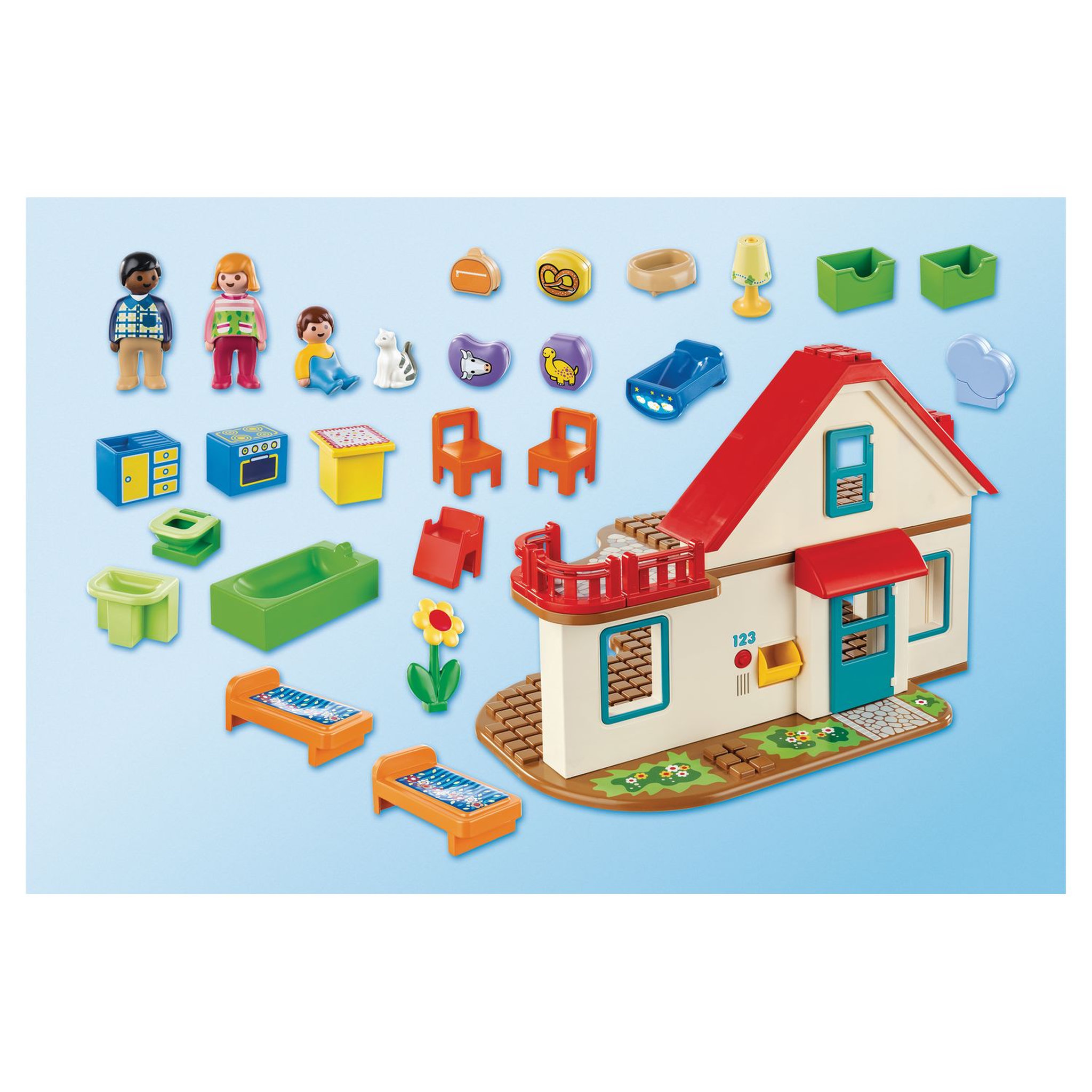 Voir la diapositive 5 : PLAYMOBIL 70129 - 1.2.3 - Maison familiale