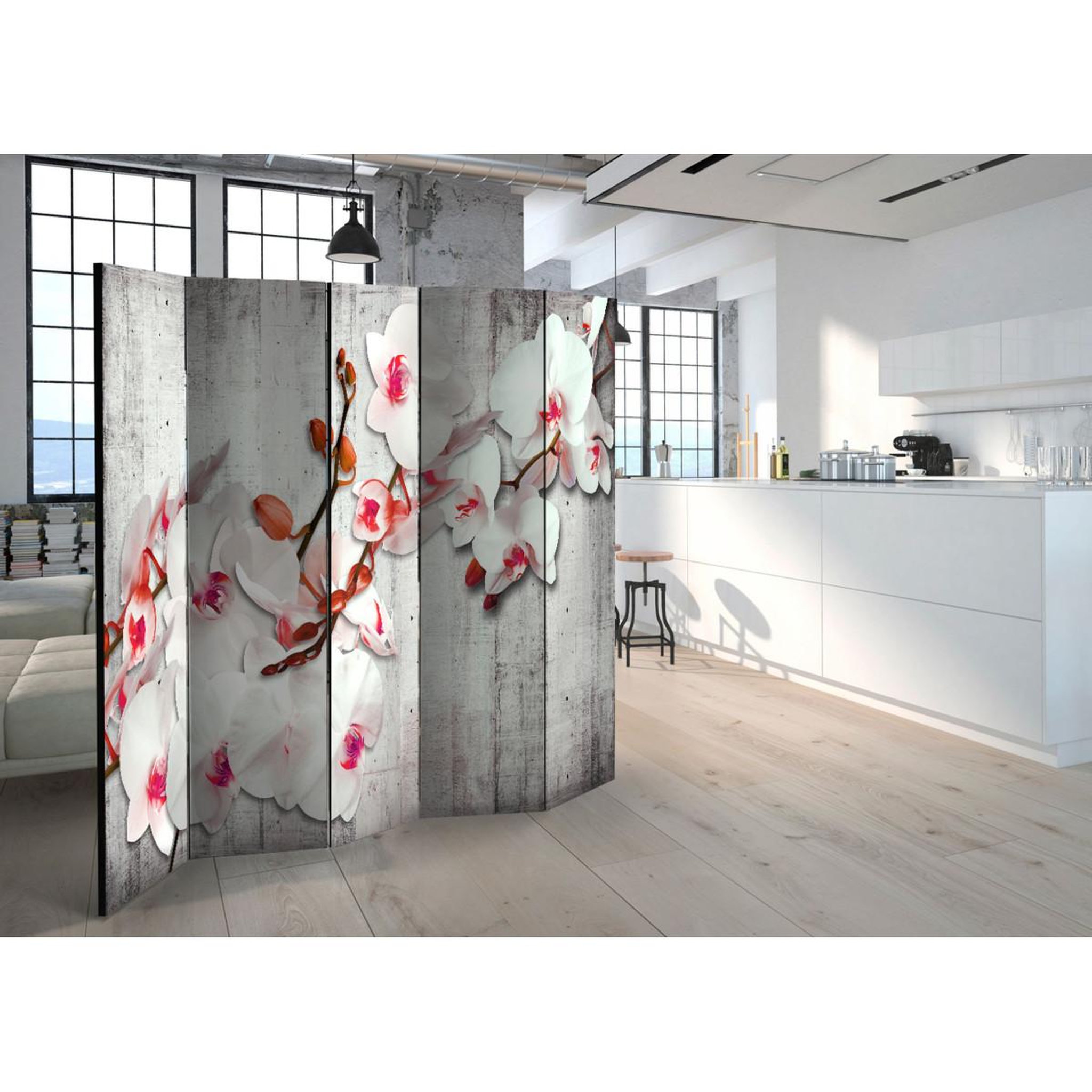 Voir la diapositive 2 : Paris Prix Paravent 5 volets  concrete orchid  172x225cm
