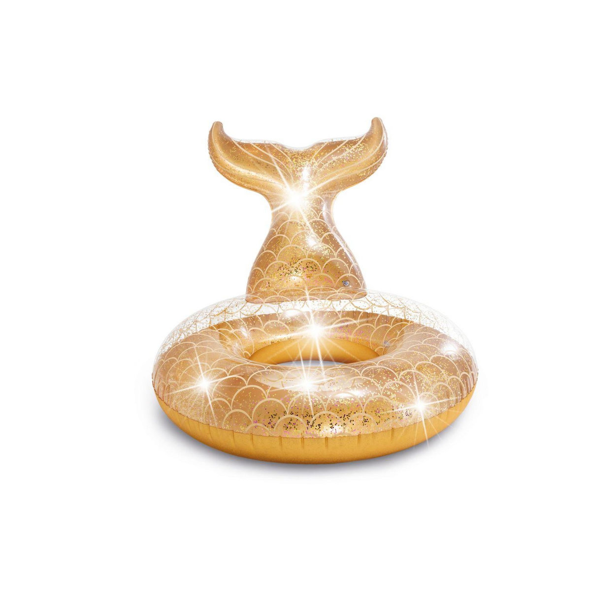 INTEX Bouée gonflable glitter Sirène - L. 147 x H. 79 cm - Doré