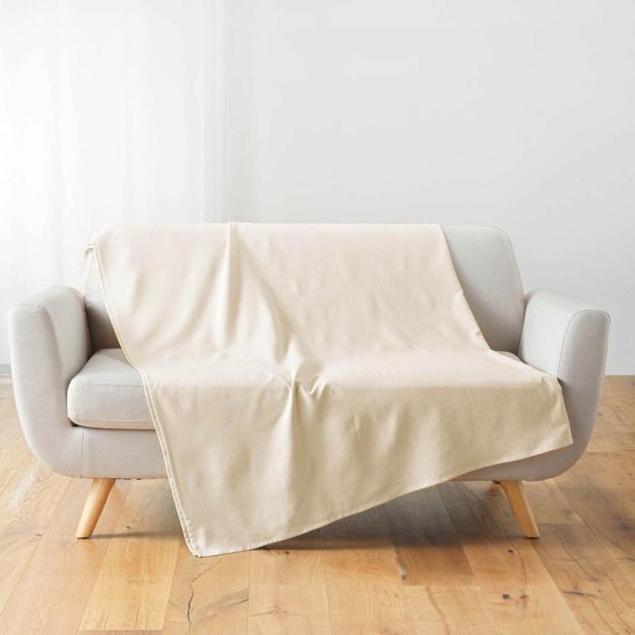 Paris Prix Plaid Uni en Coton  Lucile  220x240cm Naturel