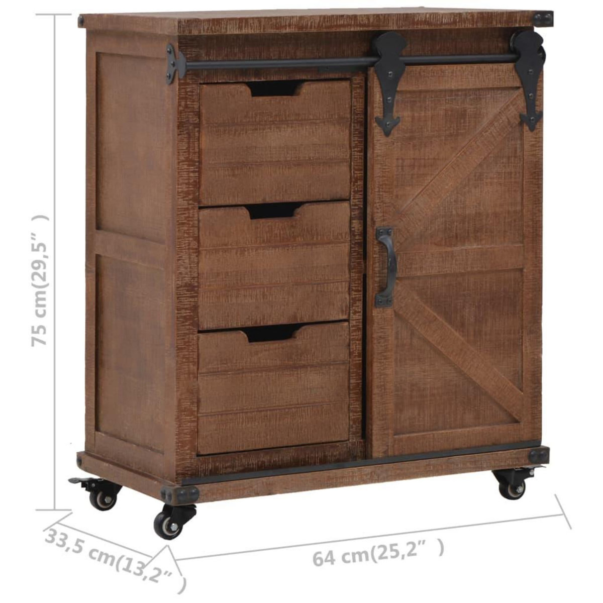 VIDAXL Armoire de rangement Bois de sapin massif 64x33,5x75 cm Marron