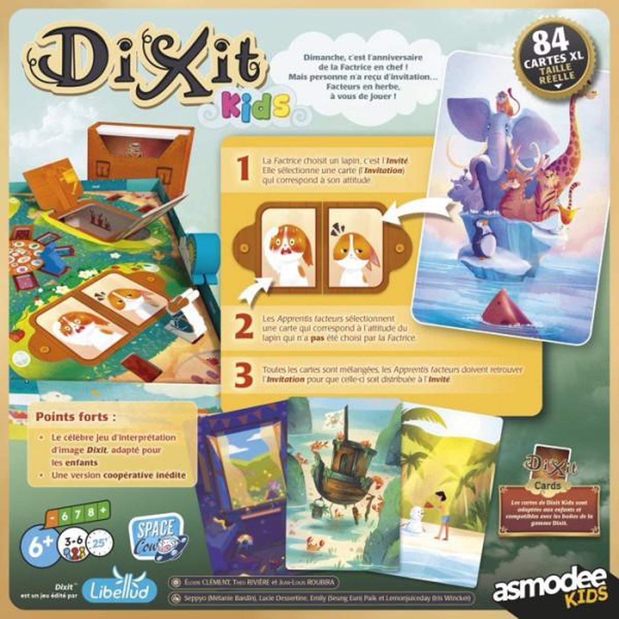 Voir la diapositive 2 : Asmodee LIBELLUD Dixit Kids - Jeu coopératif enfants - association d'images - 84 cartes illustrées - des 6 ans - jeu société familia