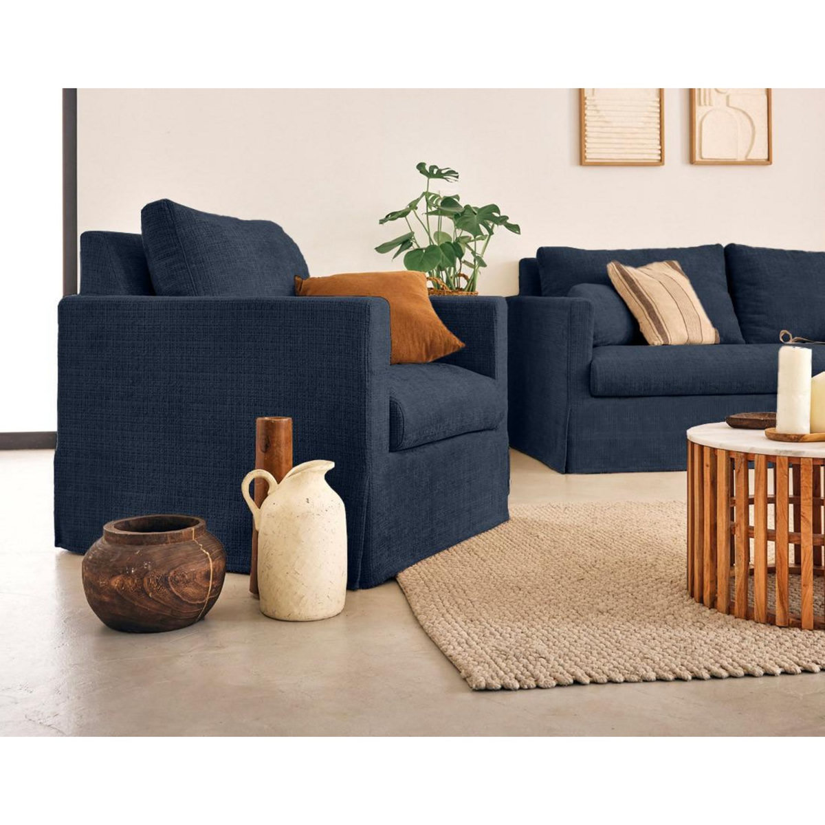 LISA DESIGN Serena - fauteuil déhoussable en velours texturé